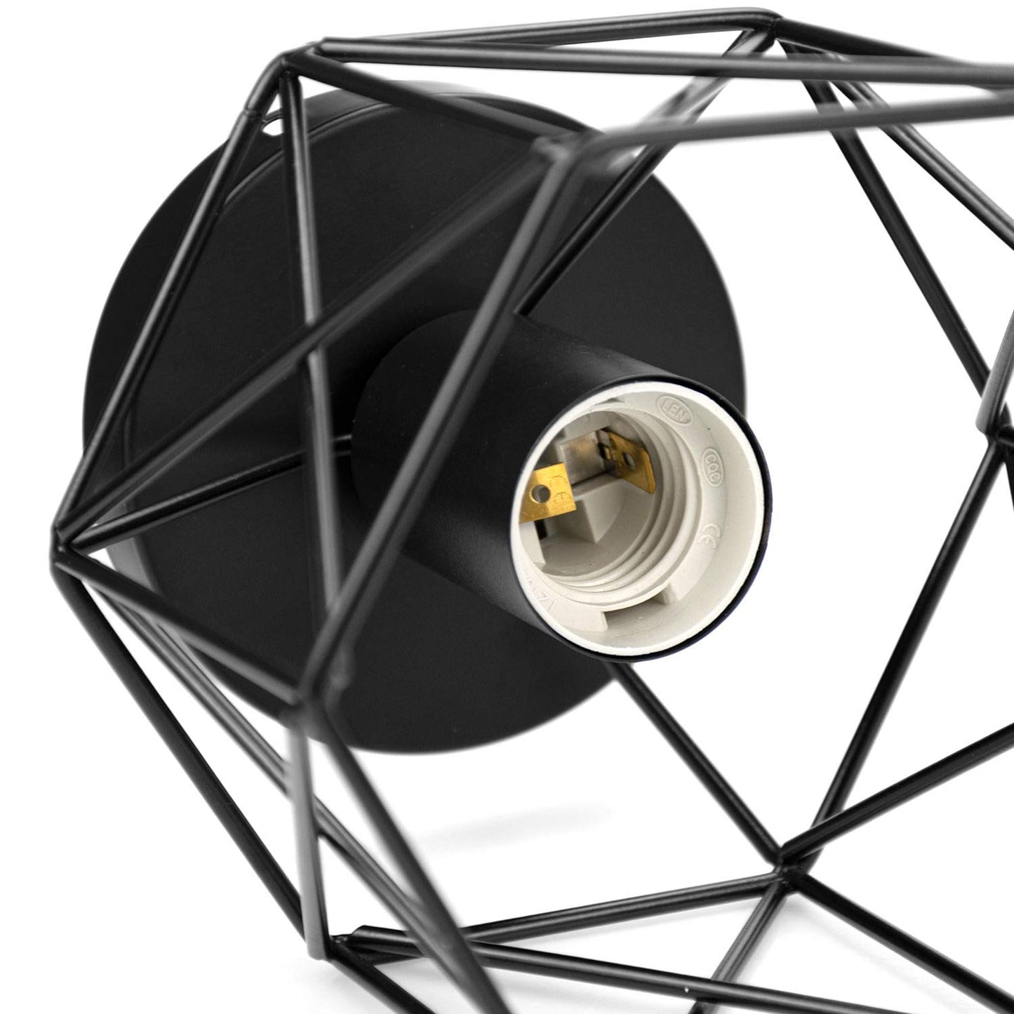 Hedume Semi-Flush Mount Ceiling Light, Black Industrial Pendant Fixture, E27, for Hallway, Stairway, Bedroom, Kitchen