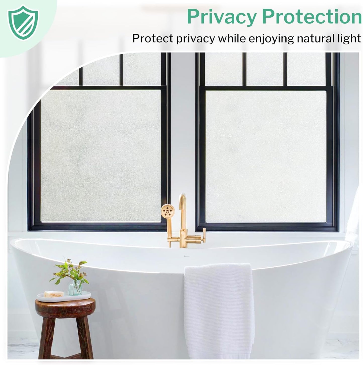 DOWELL Window Privacy Film, Frosted Glass Window Film, Static Cling Non-Adhesive Glass Clings, Sun Blocking Opaque Coverings, Reusable Door Stickers for Bathroom Home Office, Pure, 35.4"x78.5"