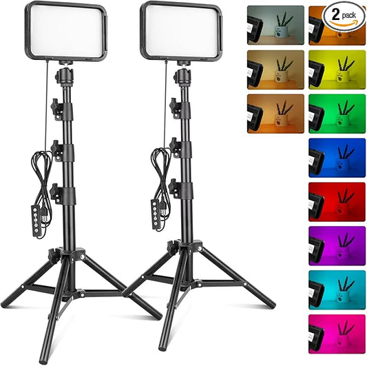 Torjim RGB Photography Video Lighting, Studio Lights with Adjustable Tripod Stand - 16 Color Lighting for Video Recording/...