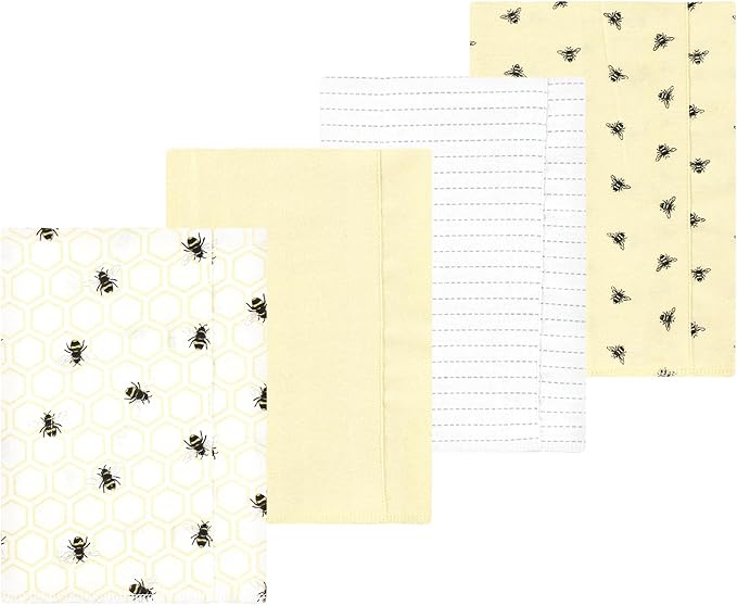 Luvable Friends Hudson Baby Flannel Burp Cloths 4pk, Golden Bees