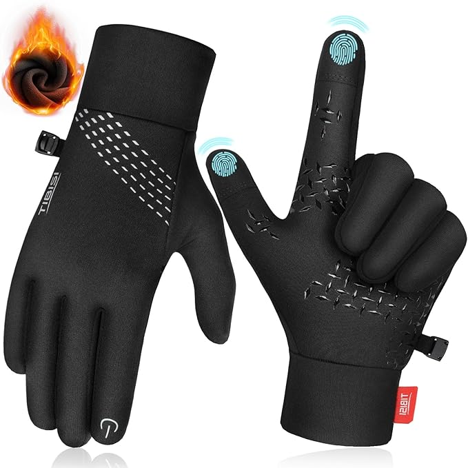 RUIXUE Thermal Gloves for Men Women, Winter Windproof Anti-Slip Touch Screen Running Gloves for Driving Riding Cycling Hik...