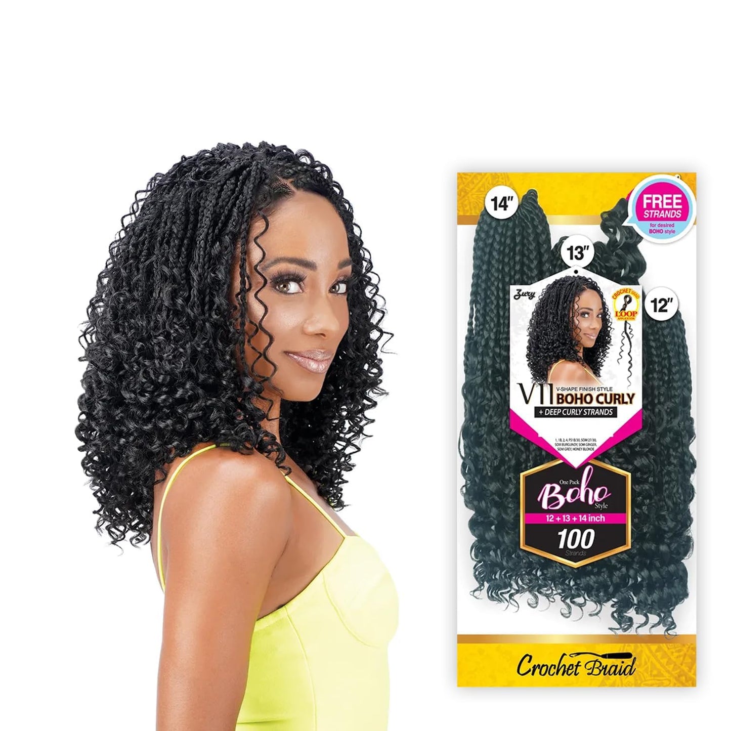 Royal Zury Crochet Briad V-shape Finish Style V11 Boho Curly (12+13+14) (SOM 27/30)