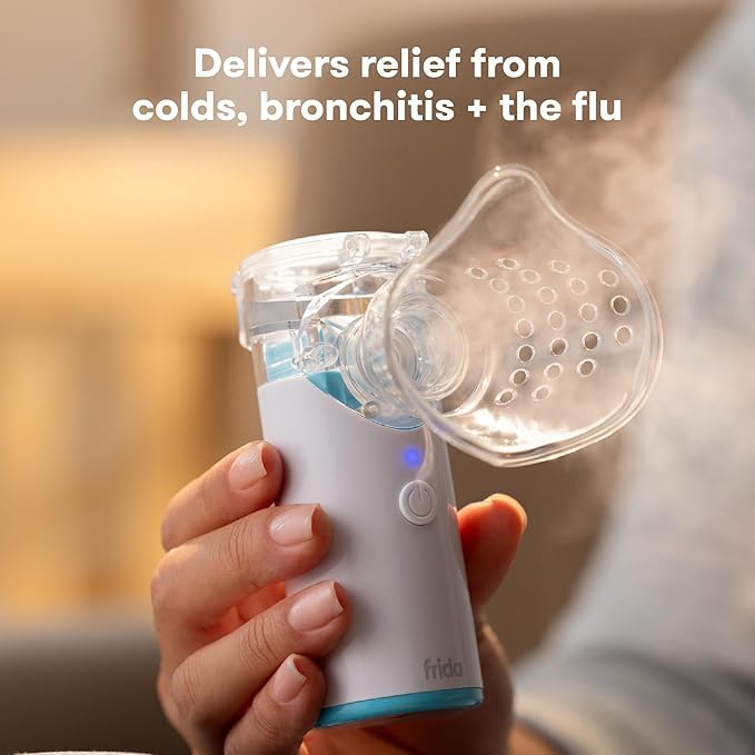 Frida Baby Nebulizer for Babies, Portable Nebulizer for Kids, Babies, Infants & Adults, Ultra-Quiet Handheld Nebulizer with Mask + Diffuser, Congestion + Flu Relief