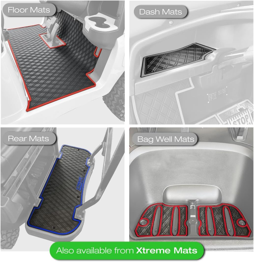 Xtreme MATS Evolution D5 Golf Cart Floor Mat - Rubber Double Diamond Design - Fits DMAX, GT 4 & 6, D5 2 Seater or 2+2 Including Evolution Maverick and Ranger Trims (Flamenco Trim, D5 Front Row Only)