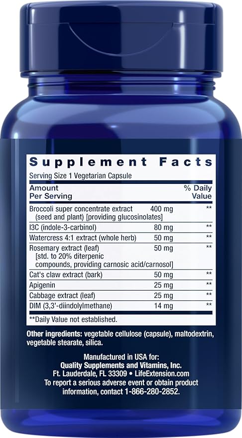 Life Extension Triple Action Cruciferous Vegetable Extract, 60 Vegetarian Capsules (Pack of 2)