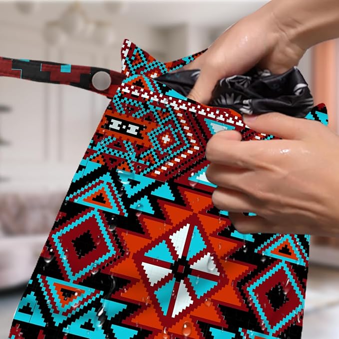 4 Pack Southwestern Boho Aztec Wet Bag Waterproof Washable Reusable Wet Dry Bag for Swimsuit Clothes Cloth Diaper Travel Beach Pool Yoga Gym Toiletries Gift for Women Mom Mama Birthday Christmas