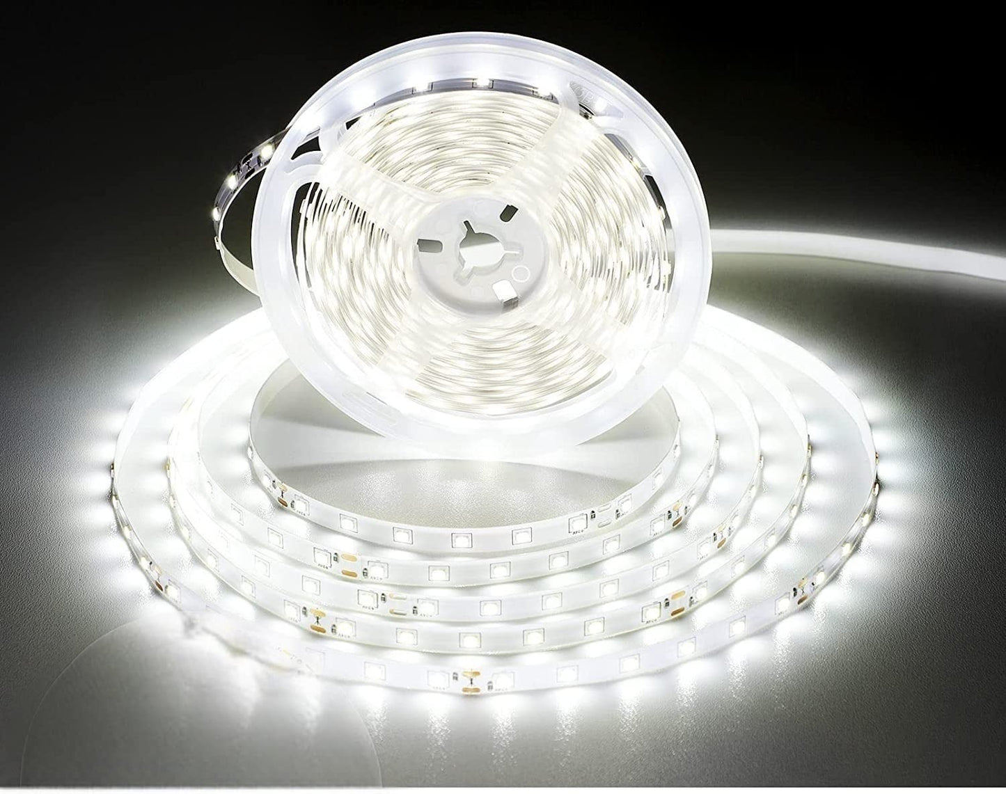 Foxdam Flexible LED Strip Lights, 300 SMD 5050 LEDs, Waterproof, 16.4ft/5m, 12V, 2 Pack, White