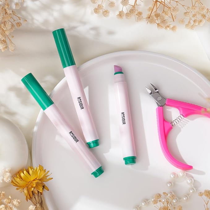 3PCS Ceramic Cuticle Oil Pusher Pen: 3-in-1 Nail Cuticle Buffer Pens for Hangnails, Dry & Damaged Nails, Moisturize Strengthen Brighten Nails Care
