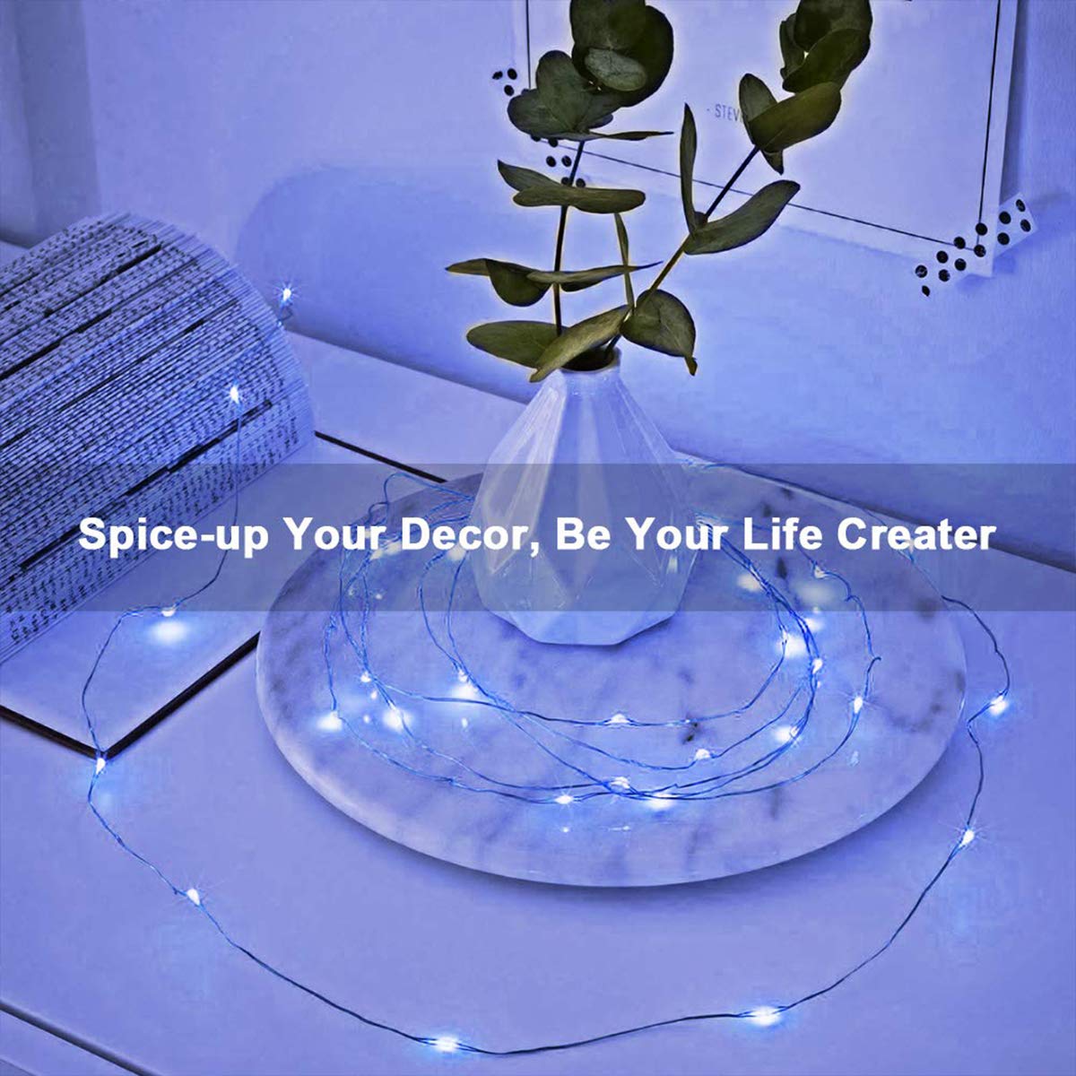 Ariceleo Led Fairy Lights, 4 Pack Mini Battery Operated Copper Wire, 5M Blue - Perfect For Bedroom, Christmas, Parties, And Weddings