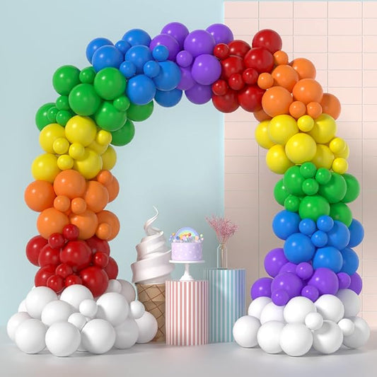 Rainbow Balloons Arch Kit - 175 Pcs party balloons ， balloons for birthday party ， balloon assorted colors ，kids' party ba...