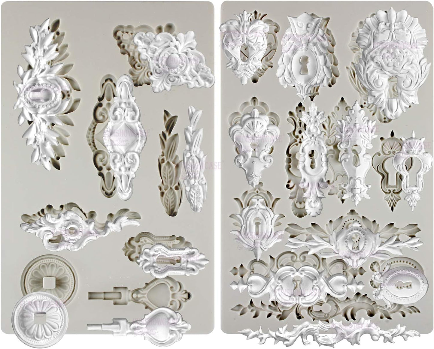 Vintage Inspired Key and Keyhole Silicone Molds 2-count