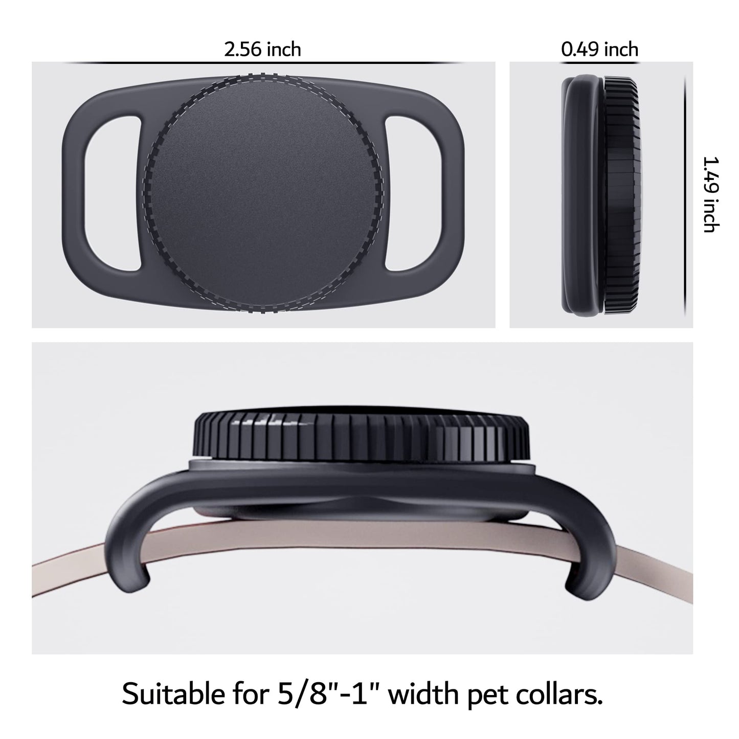 Pzoz Waterproof Case Dog Collar Holder (2 Pack) For Apple Airtag, Plastic & Silicone Pet Collar Case Anti-Lost Air Tag Cover Hol