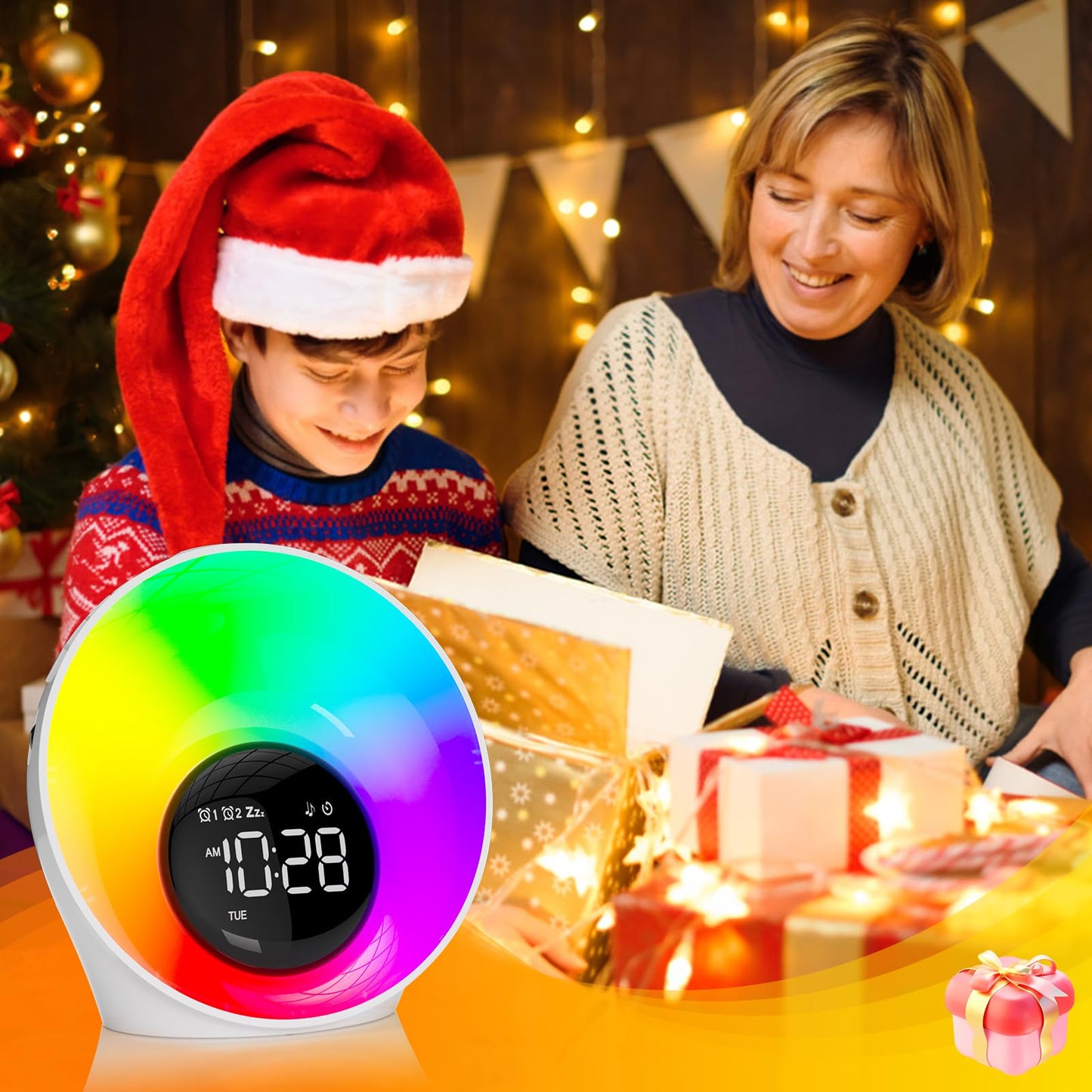 Wake Up Light Sunrise Alarm Clock, White Noise Sleep Sound Machine with 30 Soothing Sounds, Night Lights, Dual Alarms, Snooze, Timer, Bedside Lamp, Christmas Gift for Women, Kids, Heavy Sleepers