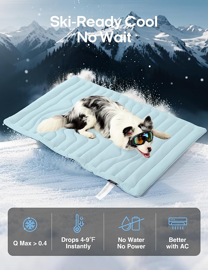 ZonLi Dog Cooling Mat, 48" x 28"Large, Reversible Cooling Pad for Dogs & Cats (Cool & Warm), Durable & Machine Washable, Pet Mat for Crate, Kennel, Bed, Sofa, Polar Blue