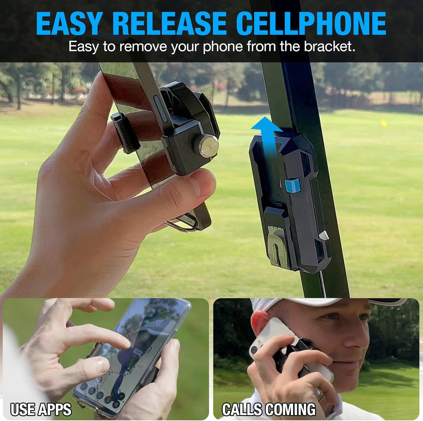 Dprofy Magnetic Golf Phone Caddy, Golf Cart Phone Holder, Record Your Golf Swing with Bluetooth Wireless Selfie Remote, Get Swing Feedback for Golf Training Aid, Golf Gifts for Men/Women