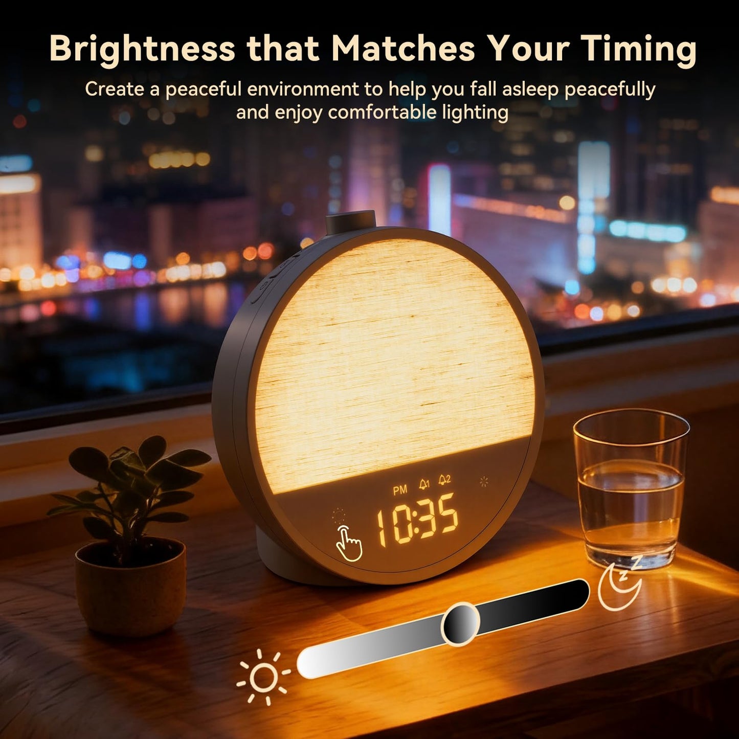 Vivilumens Sunrise Alarm Clock, Gentle Wake-Up Light & Sound Machine, Dual Alarms for Heavy Sleepers Adults, Natural Sounds, RGB Mood Light, Dimmable Bedside Night Lamp Ideal for Bedroom & Gifts