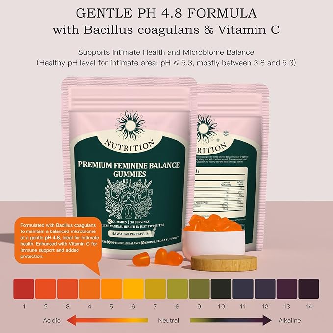 MATOP Premium Feminine Gummies Balance Nutrition - pH Balance for Women Health Natural Hawaiian Pineapple Gummy Vegan Gluten-Free Wellness 60 Gummies - 30 Servings