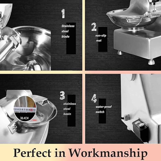 110V 5.5L Meat Vegetable Food Chopper Processor, Prep Food Processor, 550W Food Chopper with Partially Open Pot, Commercial Stainless Steel Blade Electric Shredder