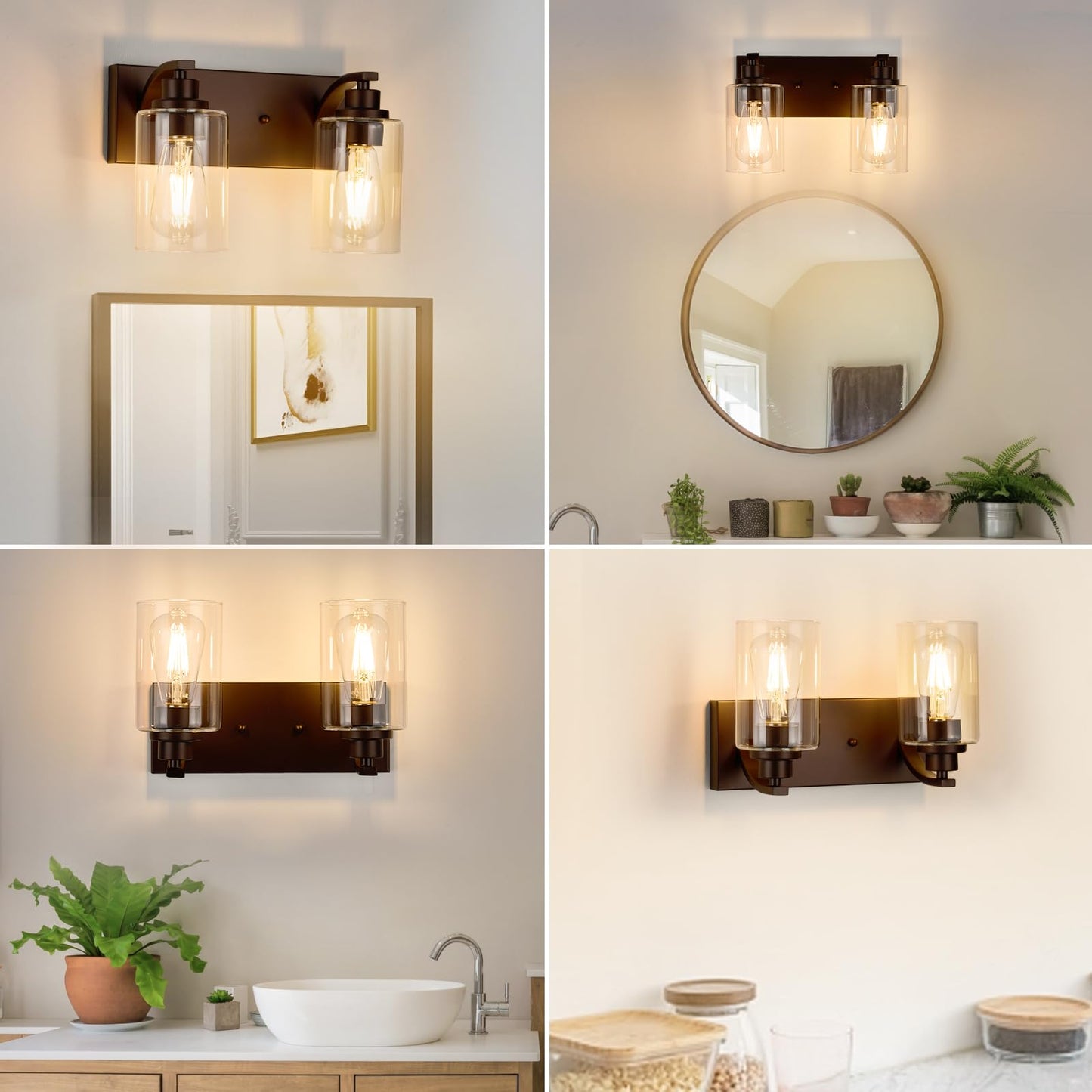 Alaislyc 2-Light Bathroom Light Fixtures Modern Orb Vanity Lights For Bathroom Lighting Fixtures Over Mirror With Clear Glass Shade For Cabinet Mirror Bedroom Hallway