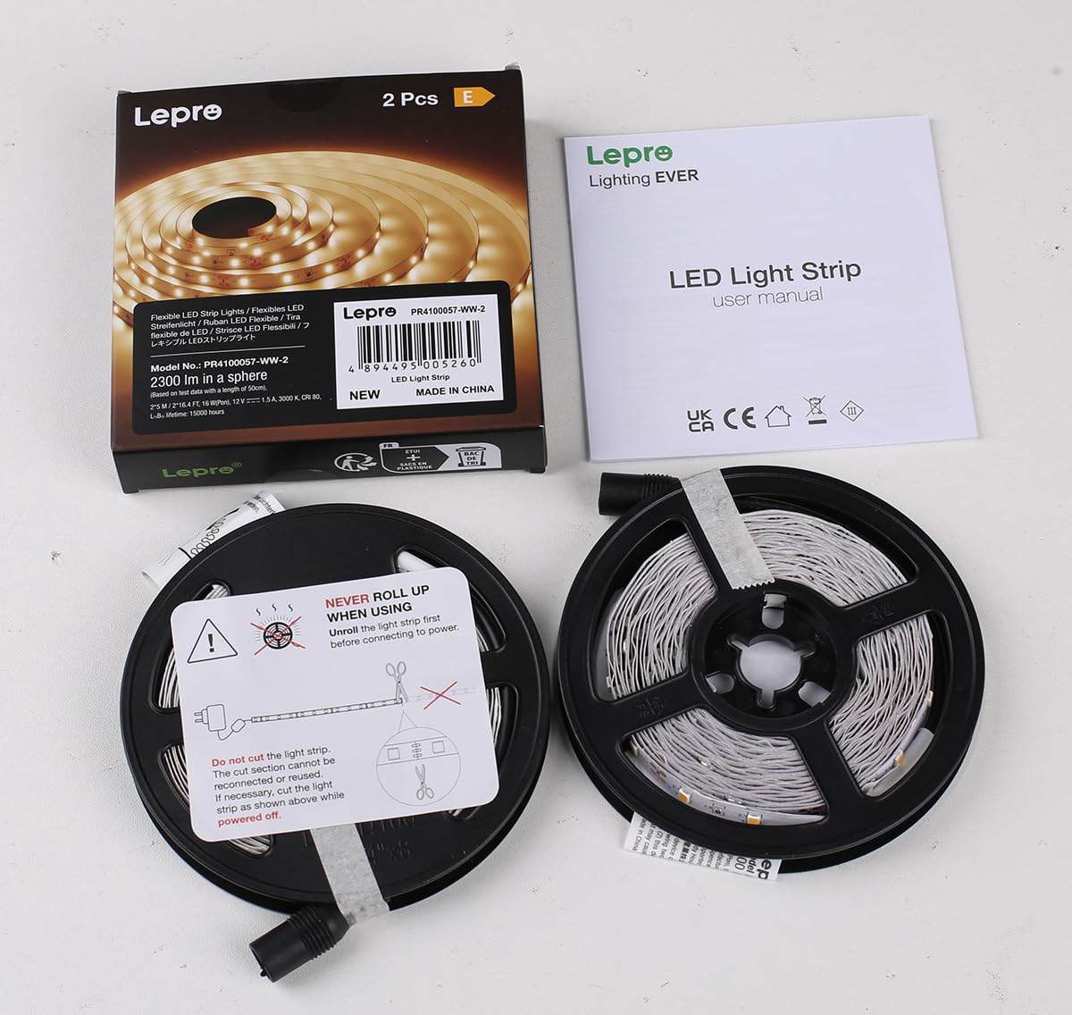 Lepro 12V Led Strip Light - Flexible Smd 2835, 32.8Ft Warm White, Non-Waterproof, Pack Of 2 (Model Pr4100057-Ww