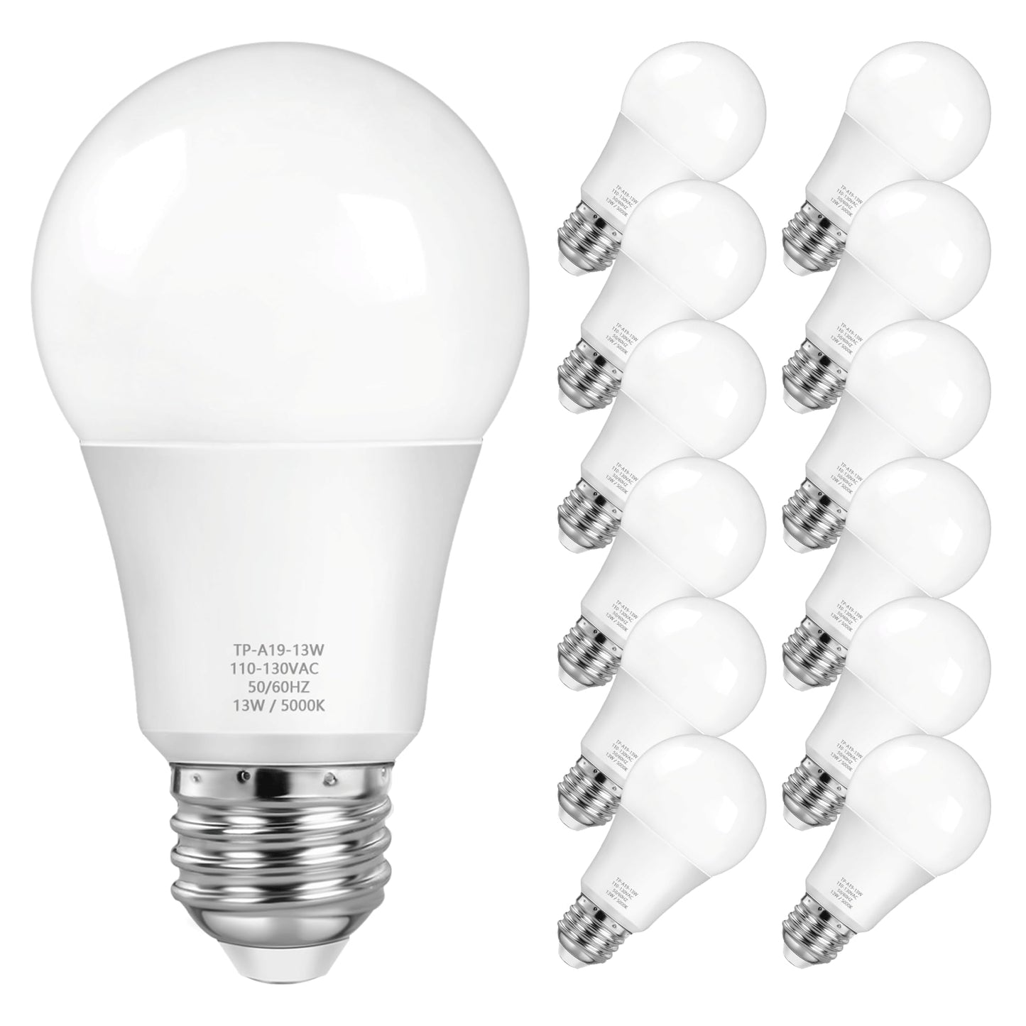 Maxvolador A19 Led Light Bulbs, 1500Lm, 100-125W Equivalent, 5000K Daylight White, 13W, E26 Base, Non-Dimm