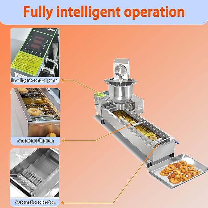 Commercial Single Row Mini Donut Maker Machine,Frying Donuts Maker,Automatic Doughnut Maker, For Restaurant, Bakery, Party, Dessert Shop, 450-800 Pcs/Hour