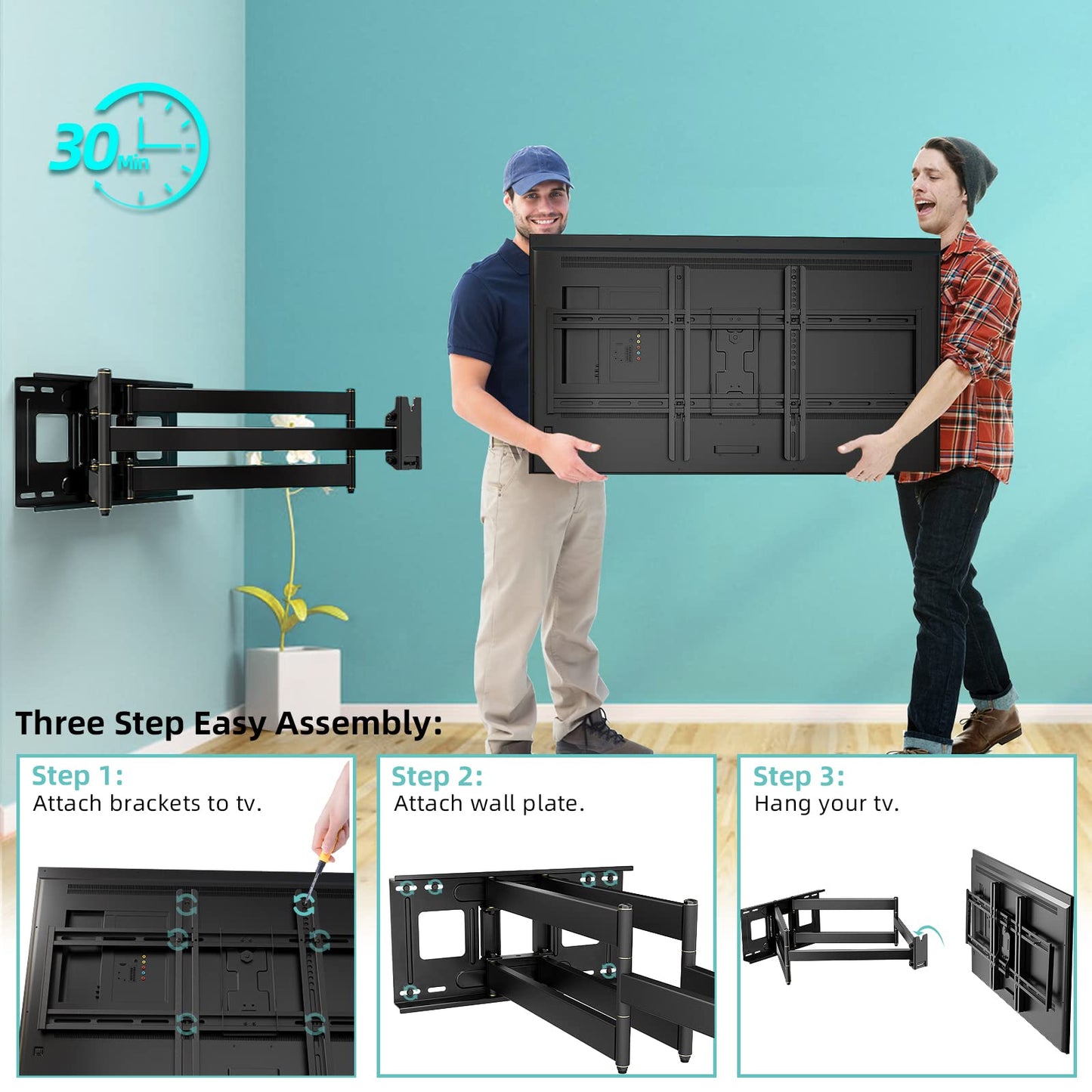 HCMOUNTING Heavy Duty TV Wall Mount for 42-90" TVs, 4X Load Tested Holds 179lbs, 40.9" Smooth Gliding Extension Arms, Full Motion Swivel & Tilt, VESA 800x400, Fits 16-18" Studs