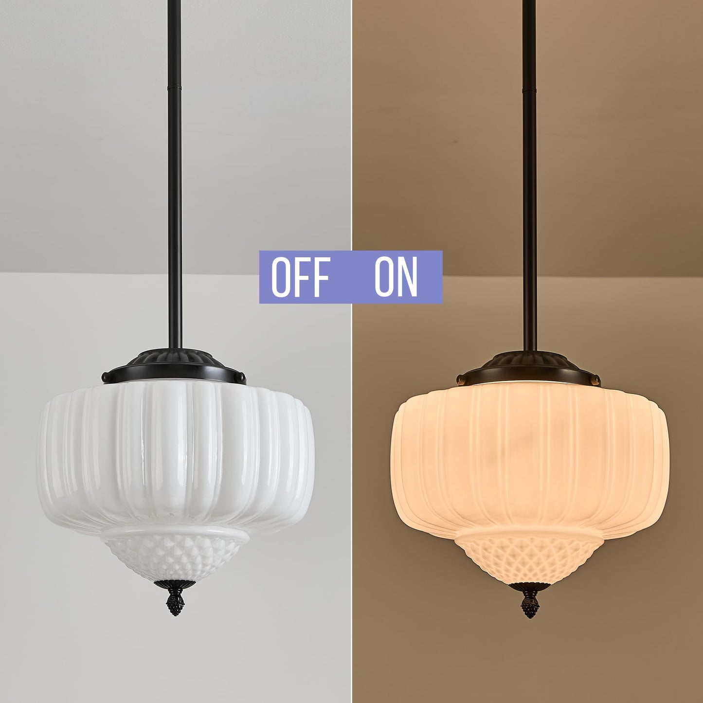 Fctwaks Schoolhouse Pendant Light  12 Black Schoolhouse Ceiling Light Fixture With Milk Glass White Shade  Adjustable Height  Mid Century Modern Pendant Lighting For Kitchen Island Dining Room