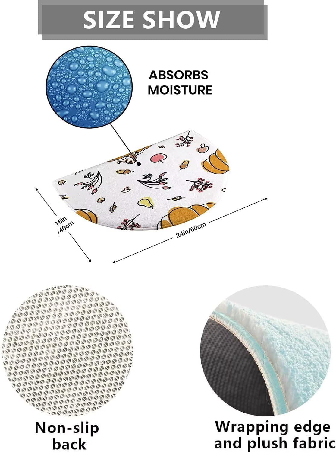 Red White Grapes Wine Half Round Door Mat Indoor Entrance Mat, Absorbent Doormats Area Rugs Non-Slip Semi Circle Floor Mats for Home Kitchen 16x24 Inch