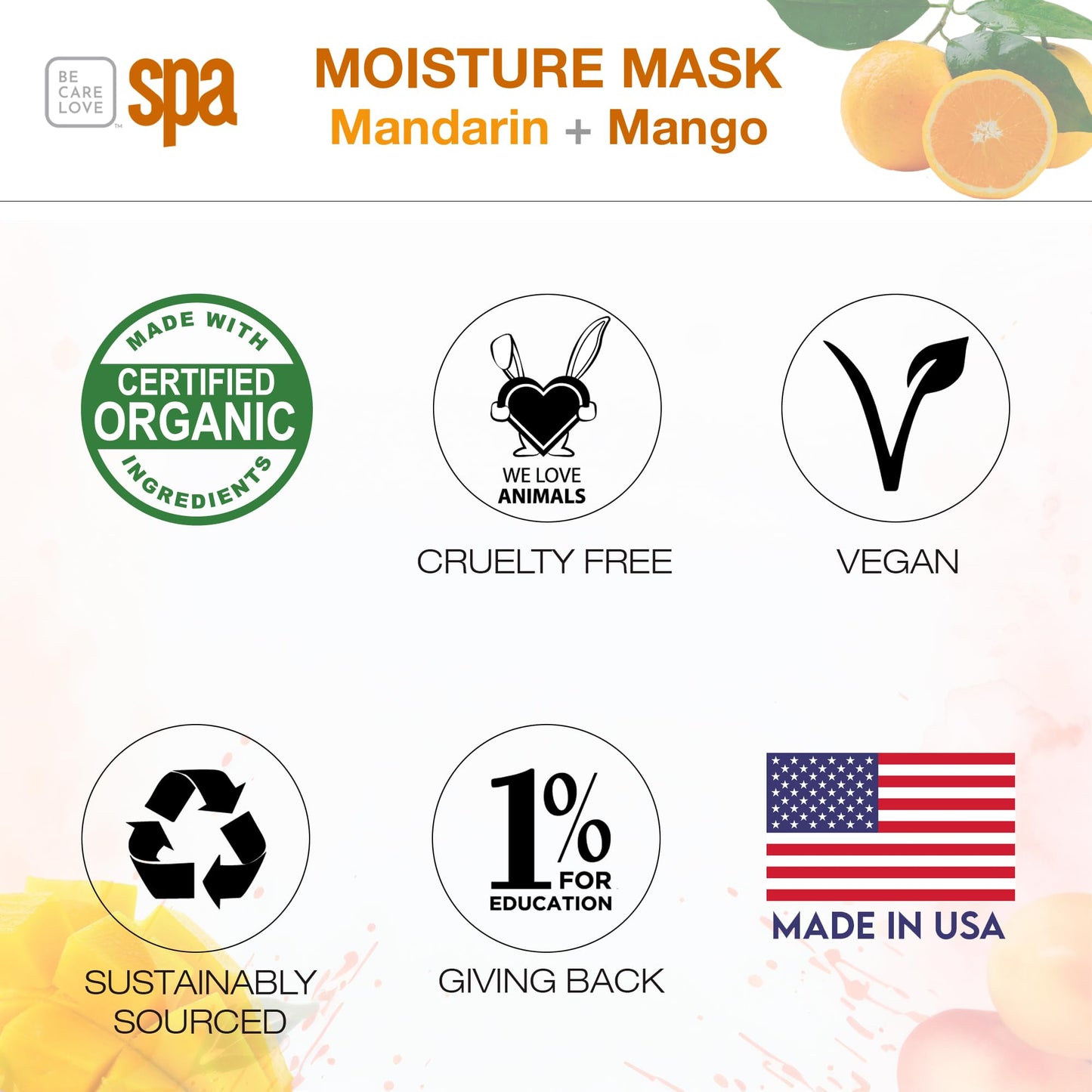 BCL SPA Organic Mandarin and Mango moisture mask for hands, foot mask, and body mask skin care spa treatment, home or profession