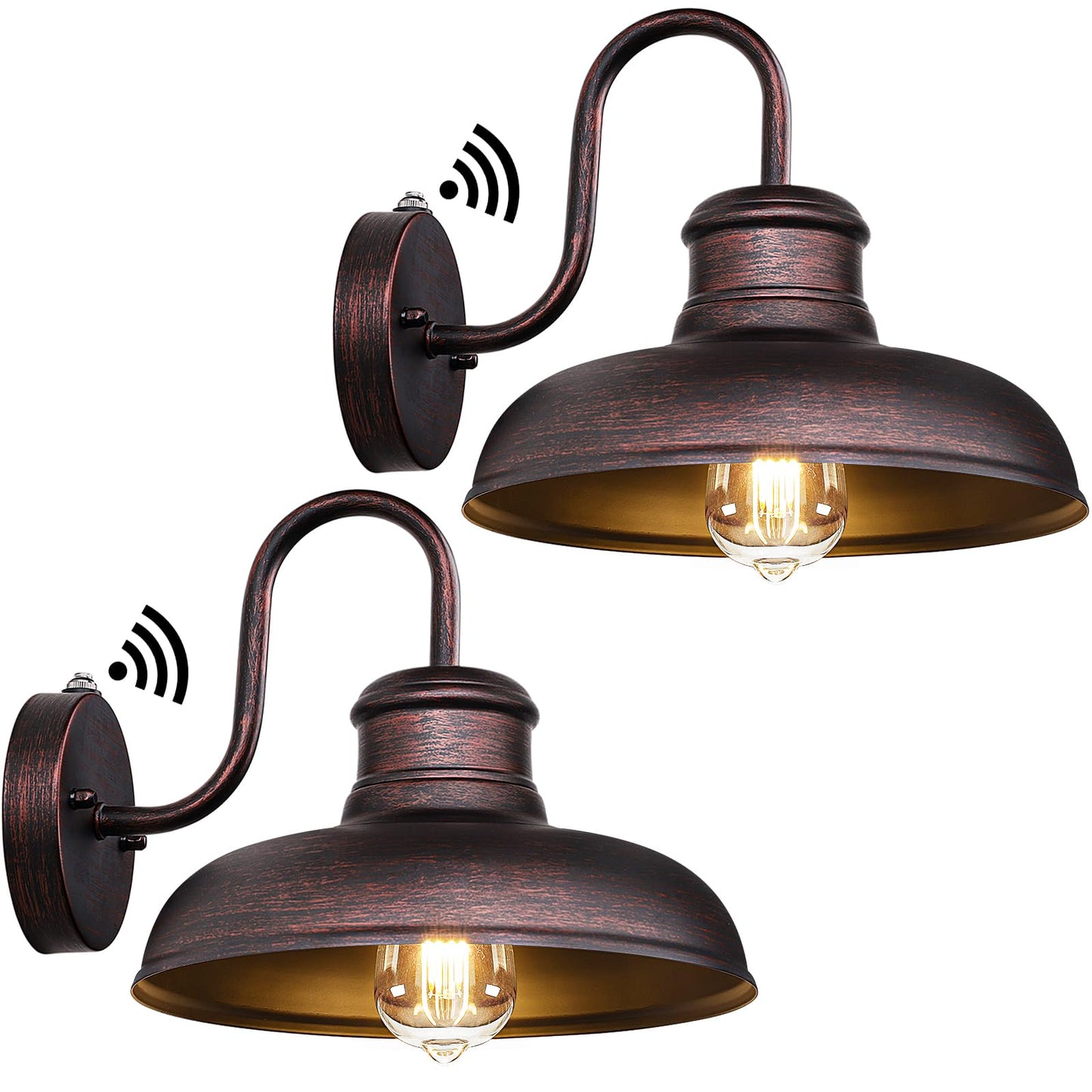 TOBUSA 2-Pack Outdoor Wall Lights, Waterproof Metal Gooseneck Barn Sconces, 11.5in  Distressed Brown, Model B11023PP(2PK)