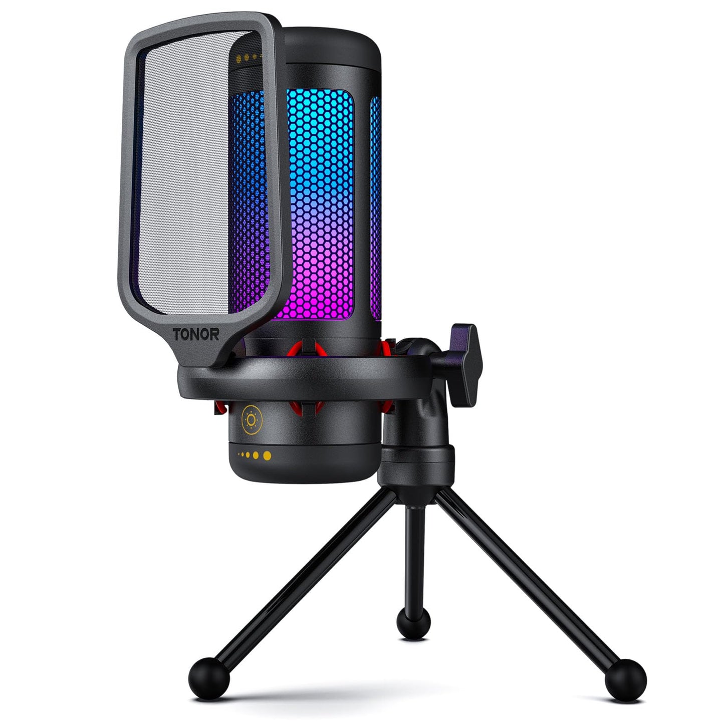 TONOR USB Gaming Microphone for PC, Cardioid Condenser Mic with Adjustable RGB Modes & Brightness, Quick Mute, Gain Control, for