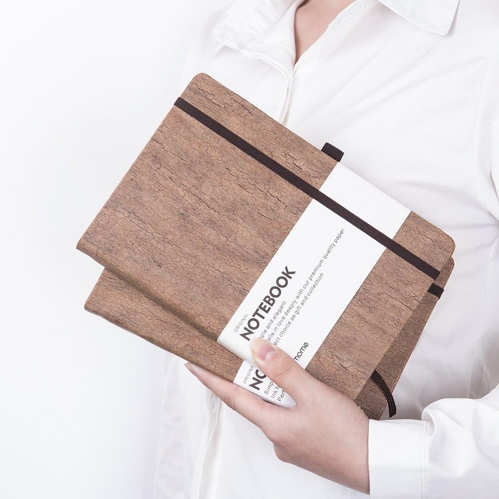 Lemome Ruled Notebook/Journal - Eco-Friendly Natural Cork Hardcover Writing Notebook with Pen Loop & Premium Thick Paper - A5 (5x8) Bound Classic Notebook