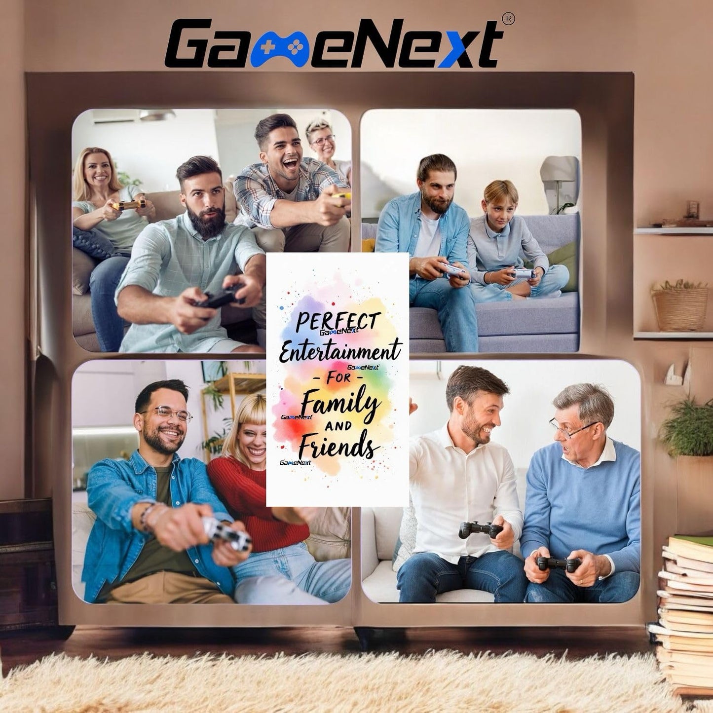 GameNext 2025 New Retro Game Console, Nostalgia Gaming Stick, Classic Video Games with 4K HDMI, 20,000+ Games and 23 Emulators, Upgraded Dual 2.4G Wireless Controllers 64GB