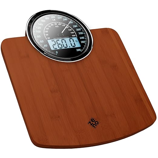 ZENO Hybrid 2-in-1 Analog & Digital Weighing Scale for Body Weight up to 400lbs - Thick Tempered Glass - Extra Large Displ...