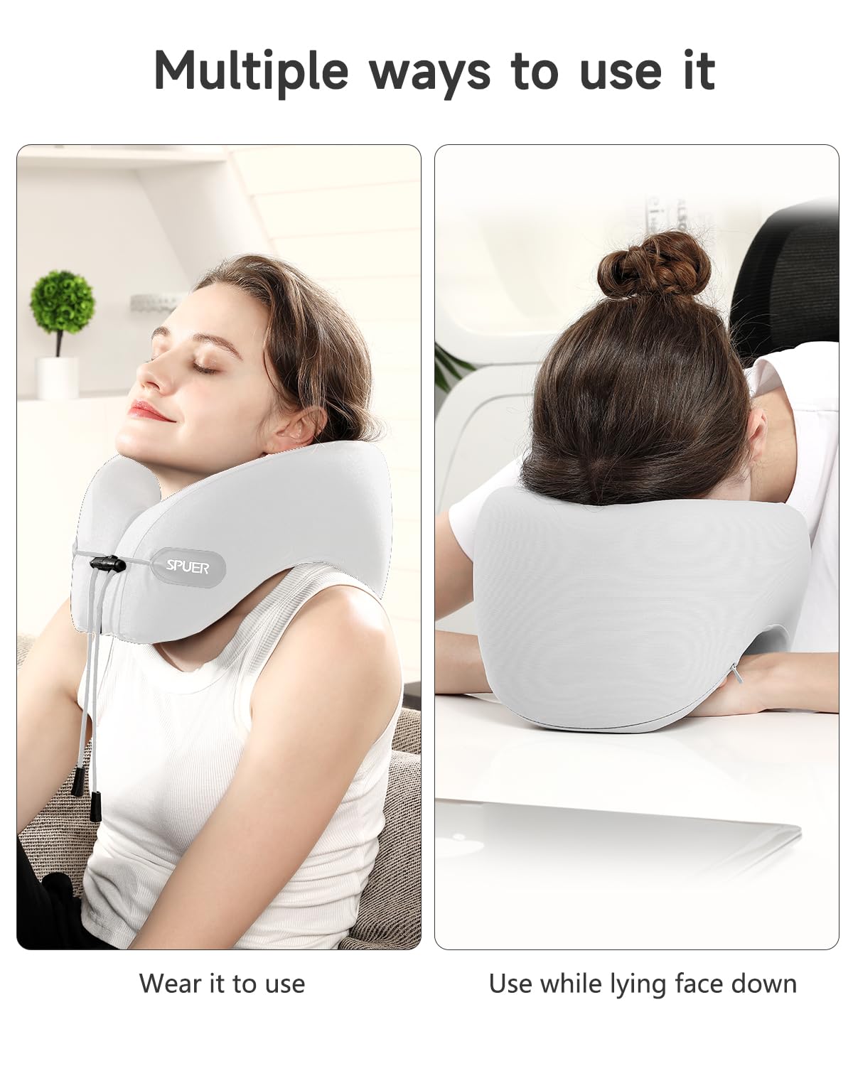 Travel Pillow – Neck Pillow Airplane, Travel Pillows for Airplanes, Airplane Travel Accessories with Eye Mask, Earplugs, Ergonomic Memory Foam Neck Pillow for Sleeping, Flights, Cars, Office (Gray)