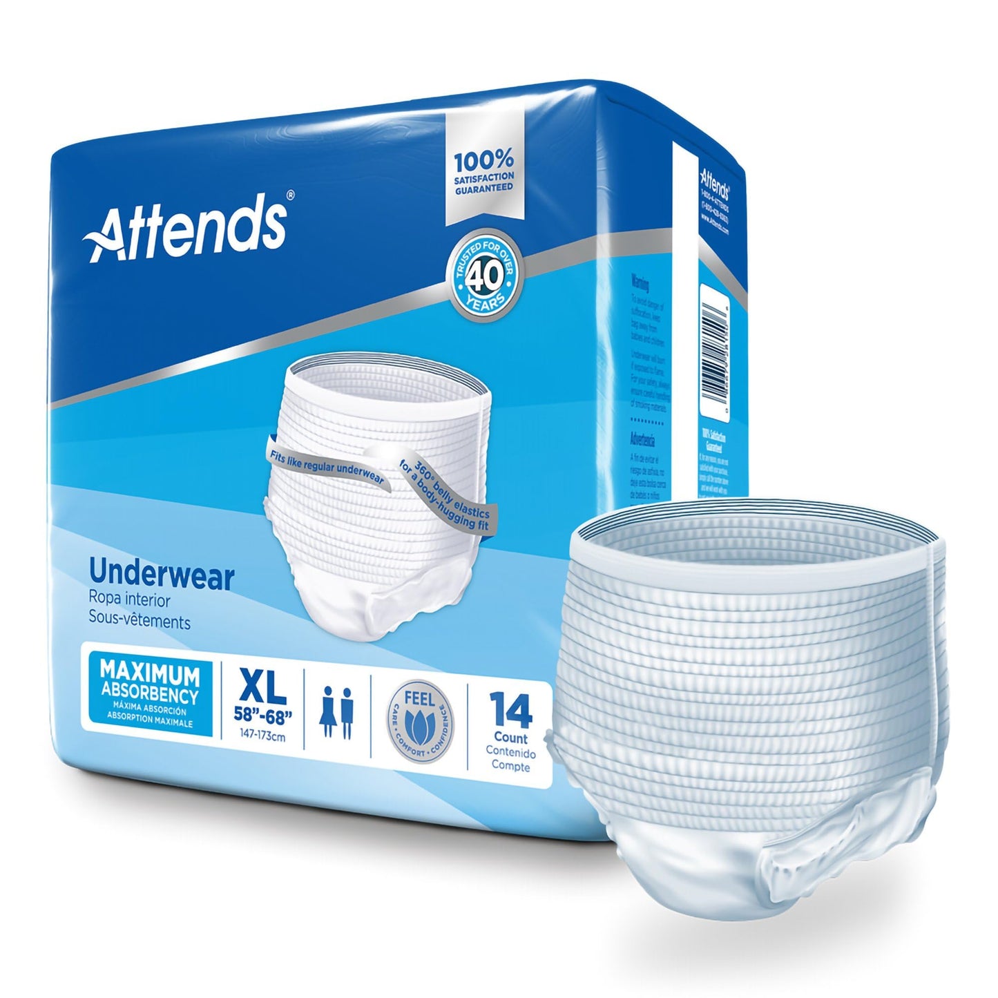 Attends Disposable Underwear Pull On with Tear Away Seams X-Large, AP0740, Heavy, 56 Ct