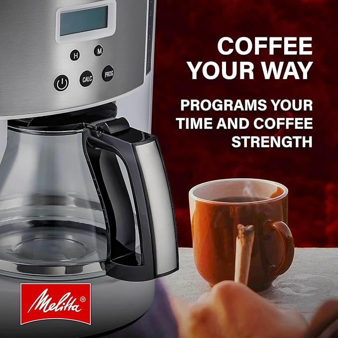 Melitta Vision 10-Cup Drip Coffee Maker, Automatic and Programmable, 96oz Capacity with 5-Pack Coffee Filters | White
