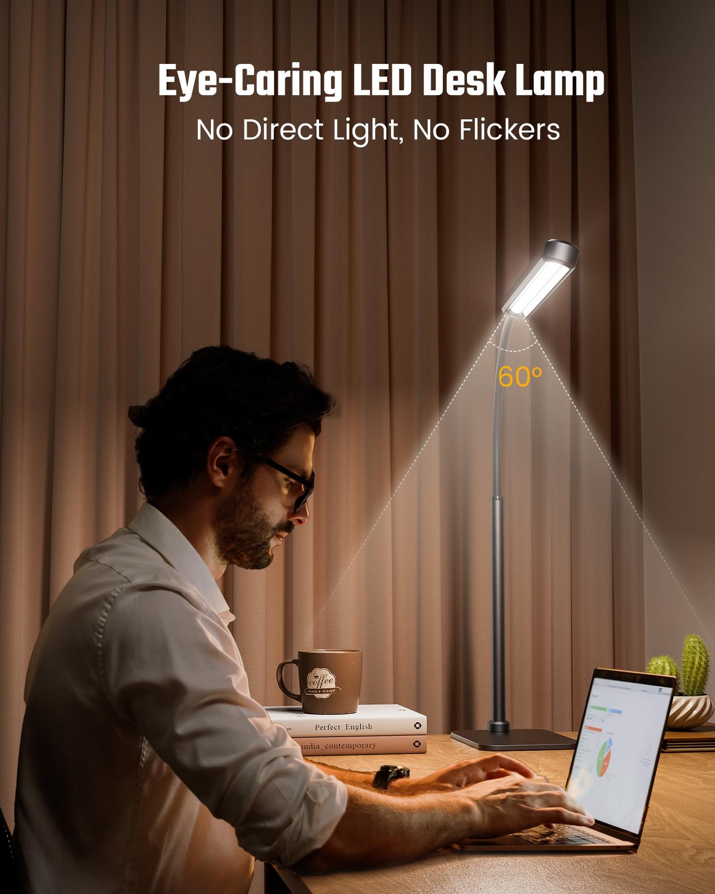 Superdanny Eye-Caring Led Desk Lamp With Base 360?Flexible Gooseneck Work Lamp Touch Control 3 Light Colors Smooth Dimming Task Lighting Reading Light For Home Office College Dorm  Black