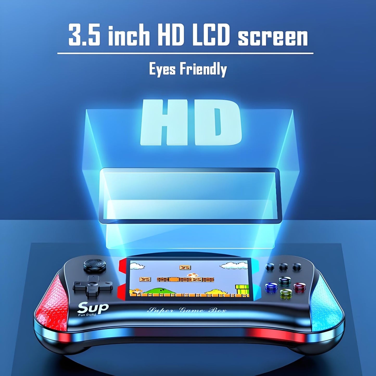 SUP Retro Handheld Game Console, 500 Classic Games, 3.5'' LCD Screen Handheld Video Game Console, Support 2 Players and TV Connection, Classic Fun for All Age (Black)