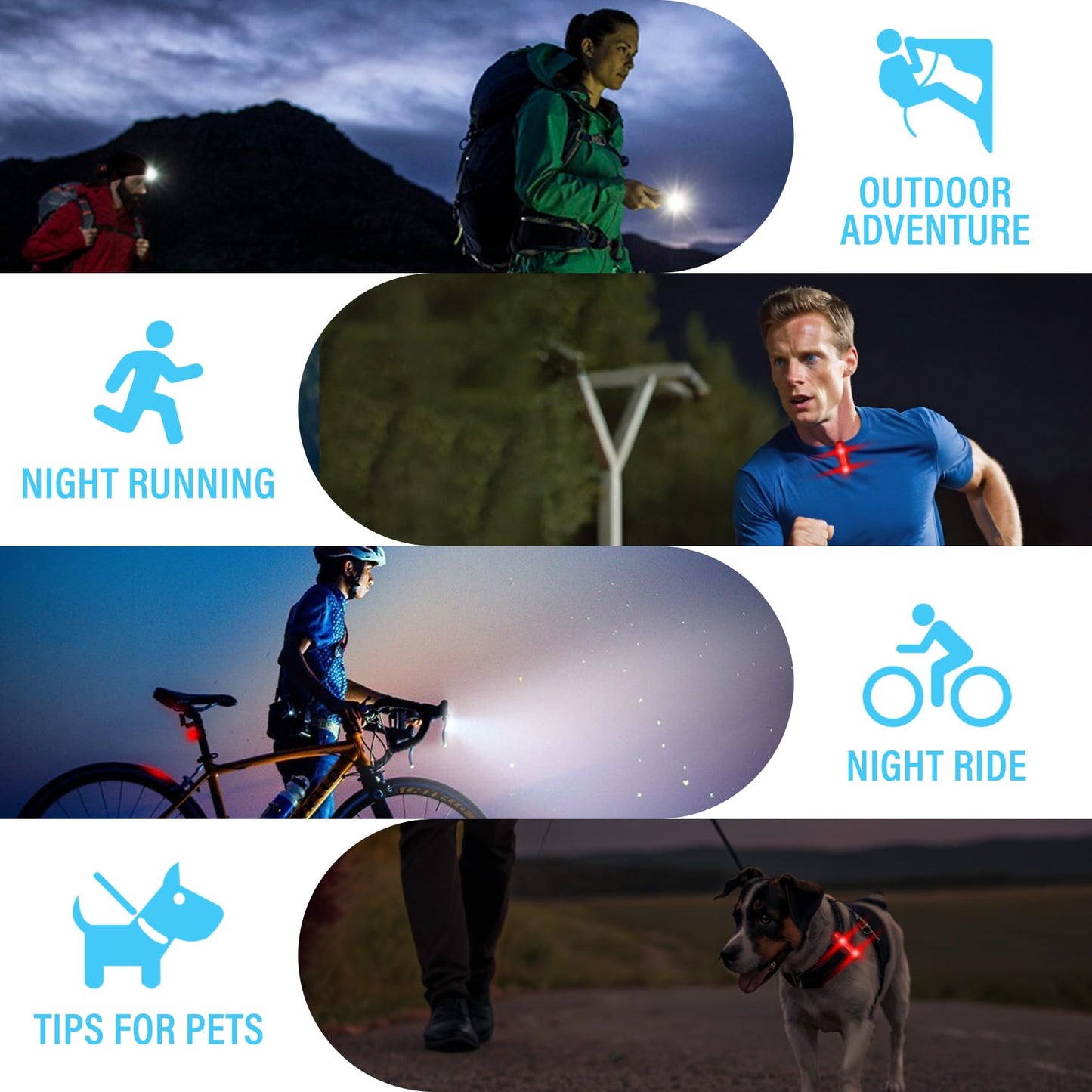Yaklim Clip On Flashlight  Rechargeable Running Lights For Runners Portable Hands Free Flashlight For Walking Dog  Safety Light For Walking At Night  Led Work Light Warning Flashing Camping(1Pcs)
