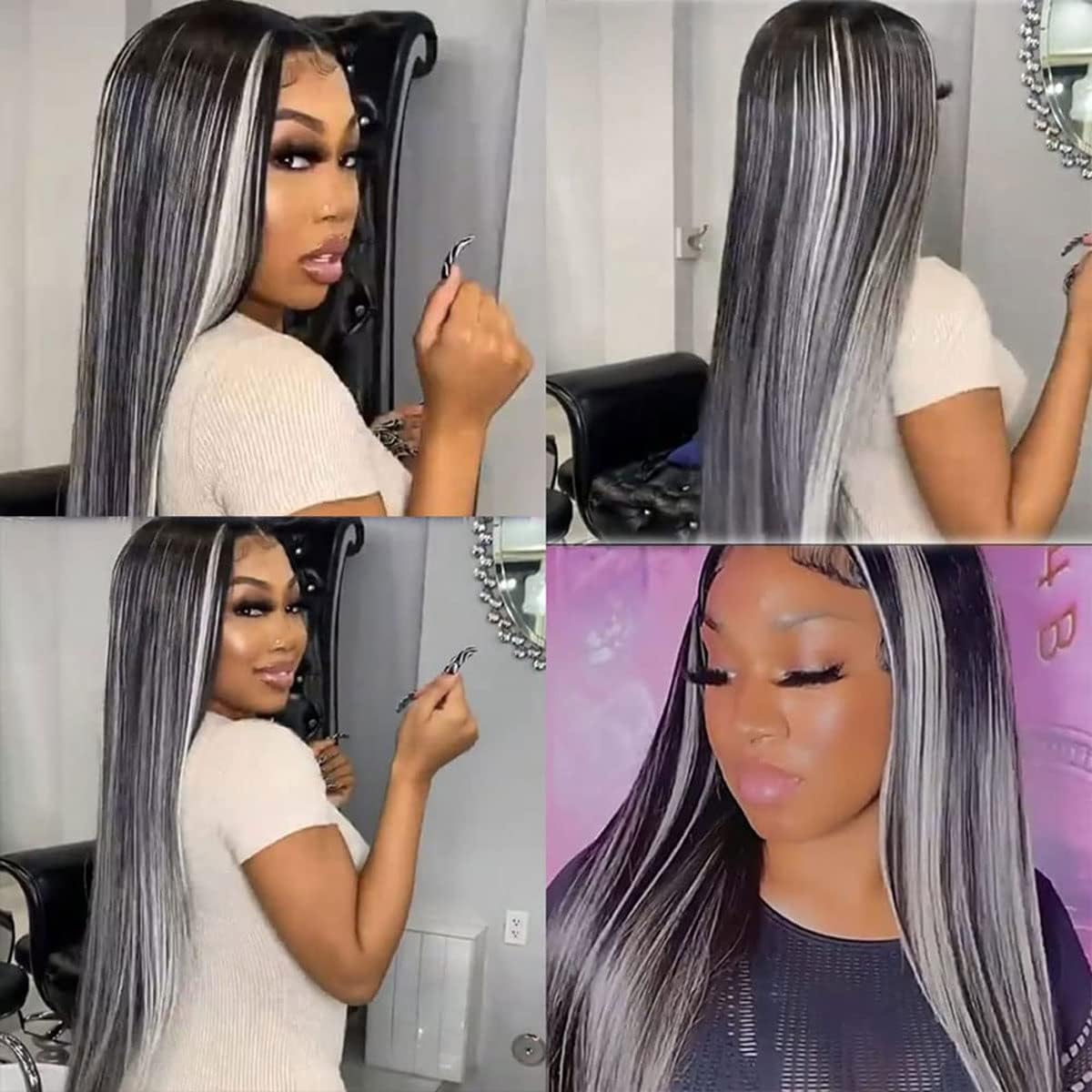 Lagalaga Bundles Human Hair 24 26 28 Inch Straight P1B/GREY Human Hair Bundles Unprocessed Brazilian Virgin Hair Quick Weave Hai