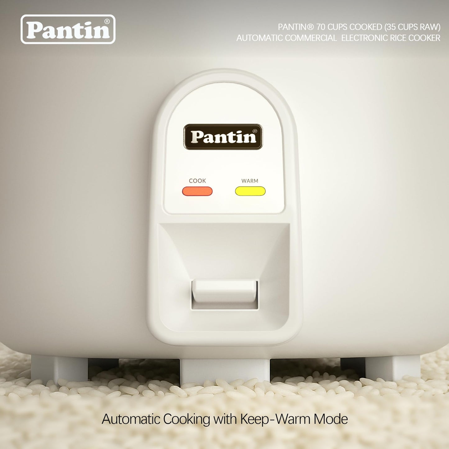 Pantin Commercial Electric Rice Cooker – 35 Cups Raw / 70 Cups Cooked Capacity w/Measuring Cup & Scoop – High-Efficiency Large Rice Cooker Commercial Rice Cooker for Restaurants, Hotels and Catering