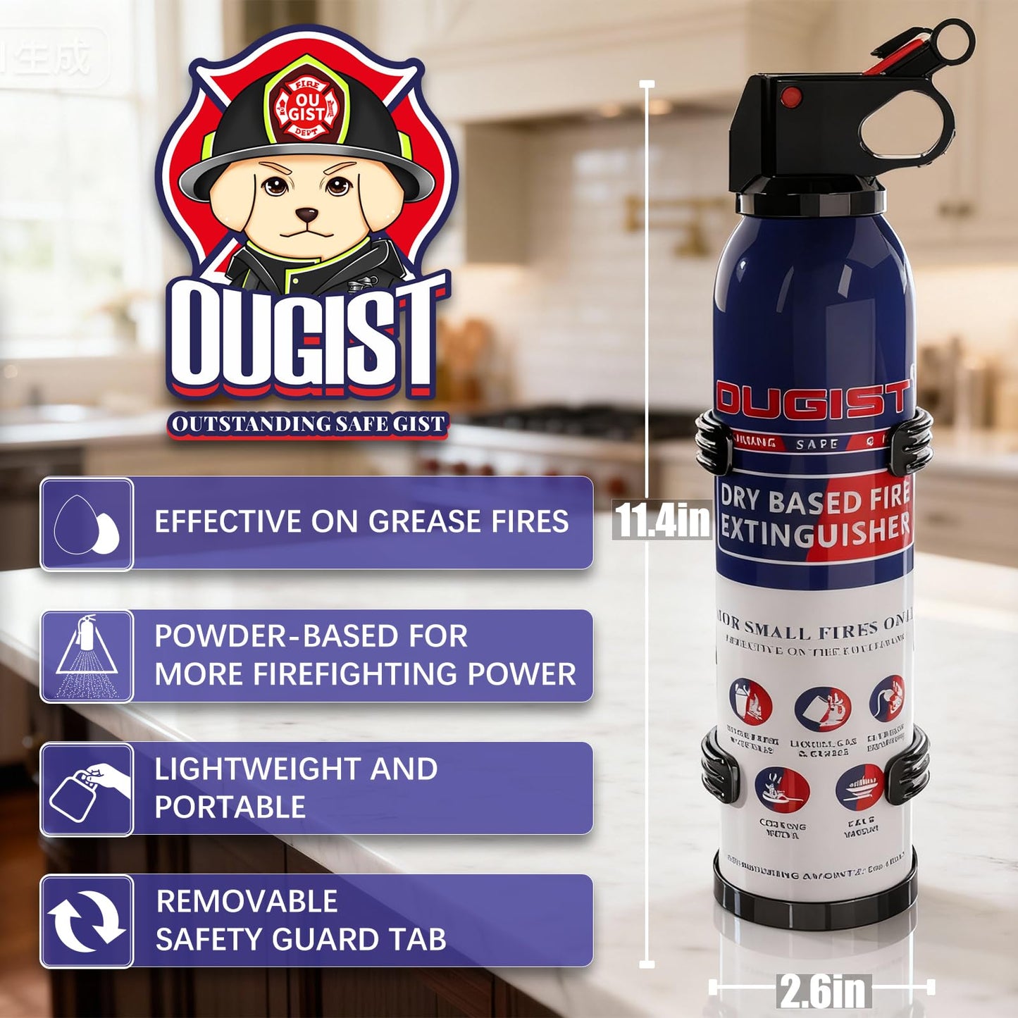 ABC Fire Extinguisher for Home & Vehicle - 600g Portable Dry Powder Fire Extinguisher | Grease & Electrical Fire Extinguisher for Kitchen, Car, Easy for All Ages to Use (4-Pack)