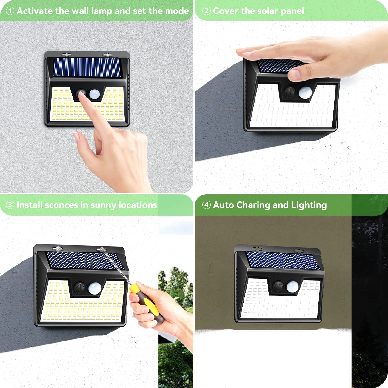 nipify Solar Outdoor Lights Motion Sensor 140 LED 8 Pack Waterproof Cool White Plastic Model WS