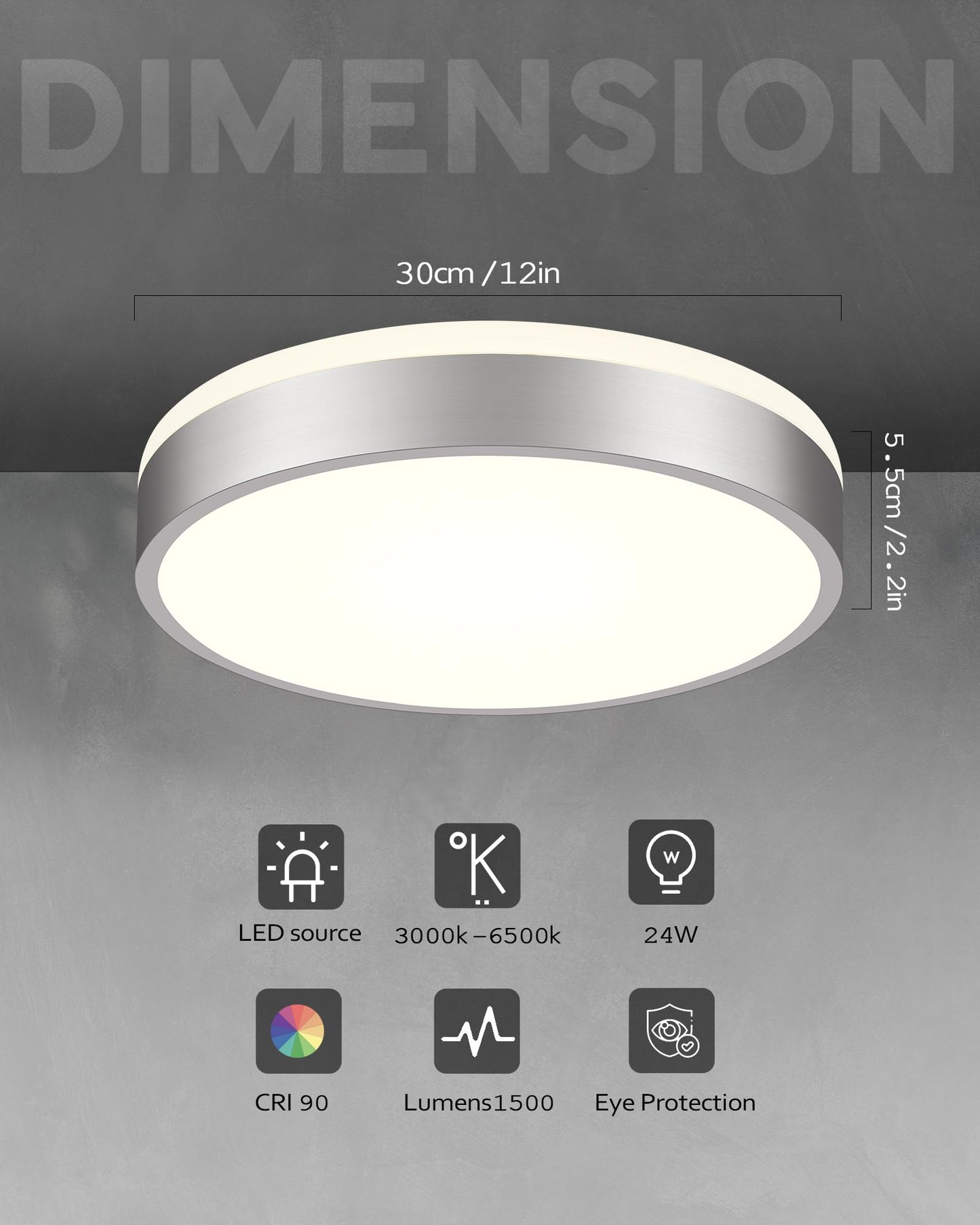 Ken & Ricky Modern Flush Mount Led Ceiling Light Fixture  12 Inch 5Cct Ceiling Light  Brushed Nickel Hallway Lighting Fixtures Ceiling  Kr3350-1Pk