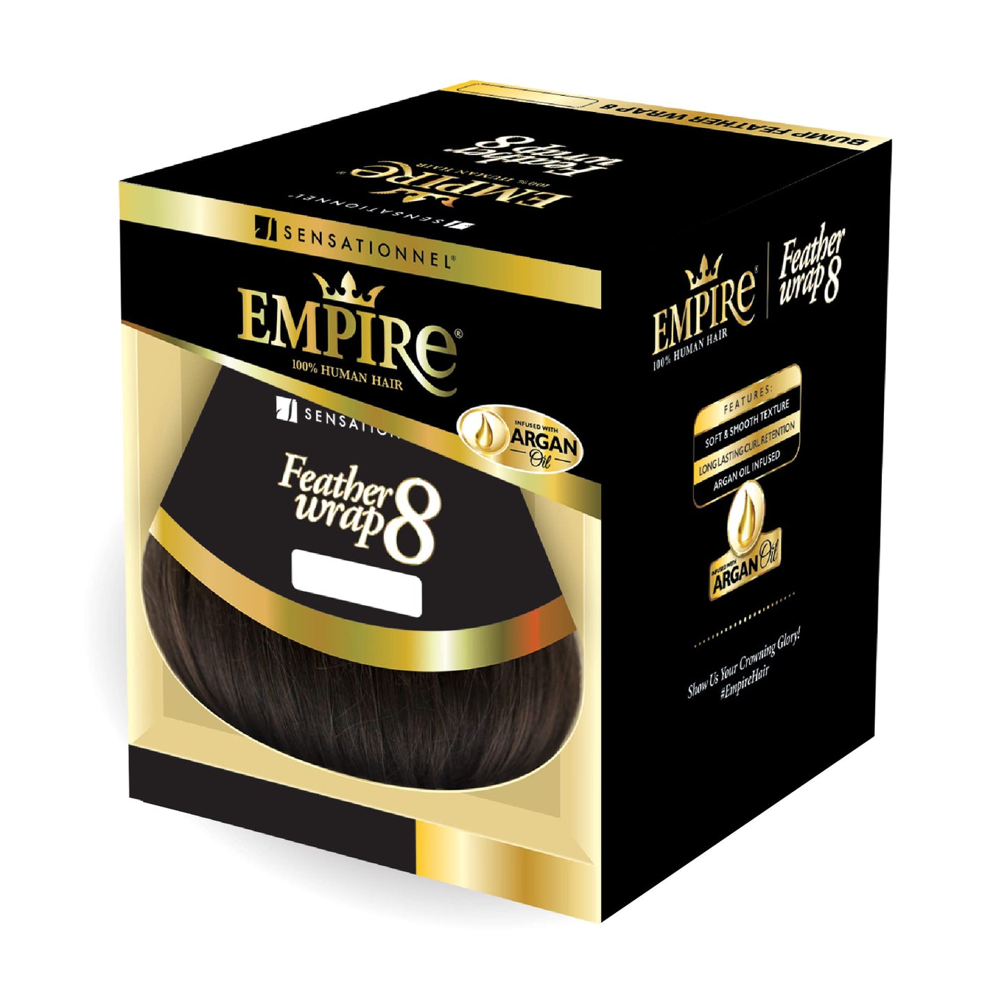 Sensationnel Empire bump weaving hairextension - feather wrap 8 inch human hair short bun weave styling (1B OFFBLACK)