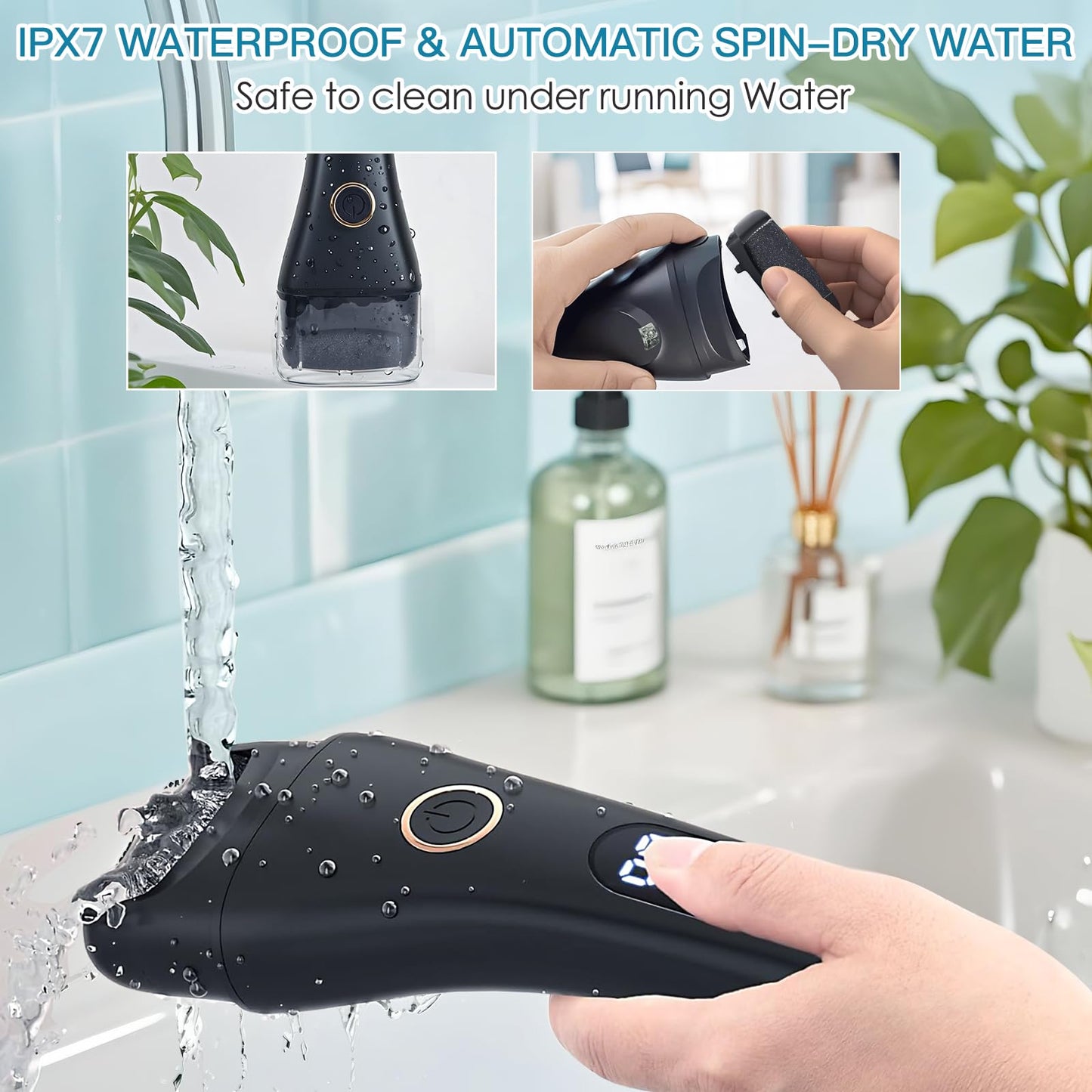 Electric Foot File Callus Remover for Feet - 6pcs Larger Grinding Head&3Speed, Pedicure Kit Foot Scrubber Deadskin Callus Remove