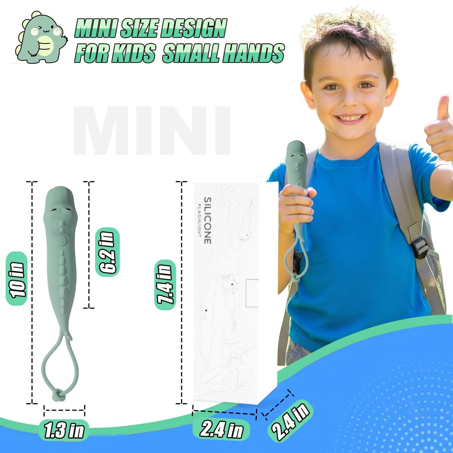 Tepreswes Teprewes Dinosaur Outdoor Children Flashlight Rechargeable  Led Flashlight  Fun And Lightweight Flashlight Suitable For Camping And Outdoor Exploration  Dog Walking  Birthday Gift