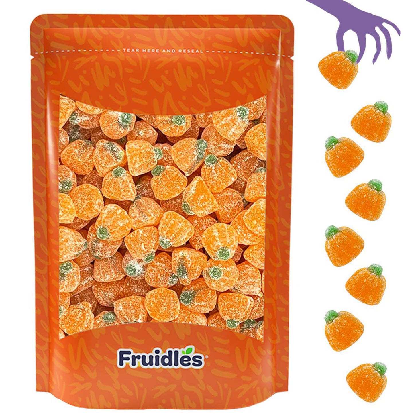 Fruidles Halloween Sour Jelly Pumpkins, Delicious Gummy Candy, Gluten-Free, Fun and Festive Holiday Snacking, Party Favor (2 Pou